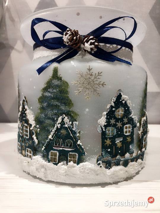 Szklany zimowy lampion Szczecinek