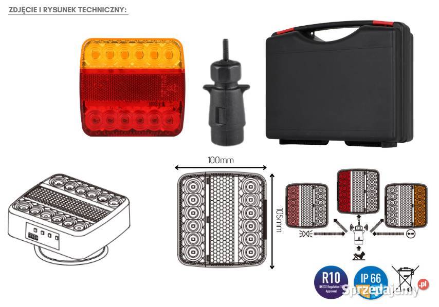 ZESTAW SWIATEŁ PRZYCZEP LAMPY LED WIFI USB Wrocław