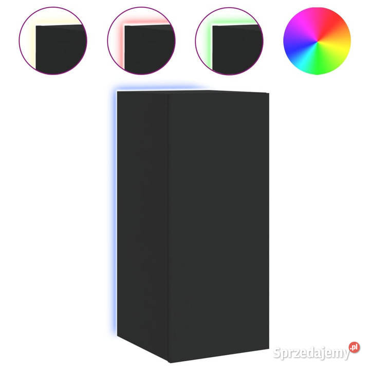 Ścienna szafka TV z LED czarna 305x35x70 Warszawa