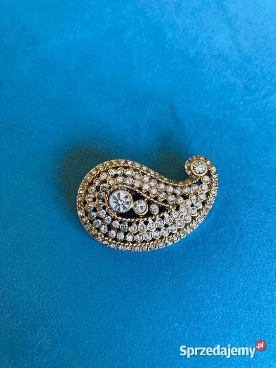 Nowa bogata elegancka złota broszka cyrkonie Ozdoby Nisko