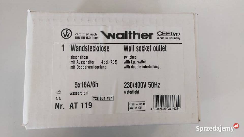 Gniazdo siłowe naścienne Walther 16A 5B AT 119 mazowieckie Wyszków