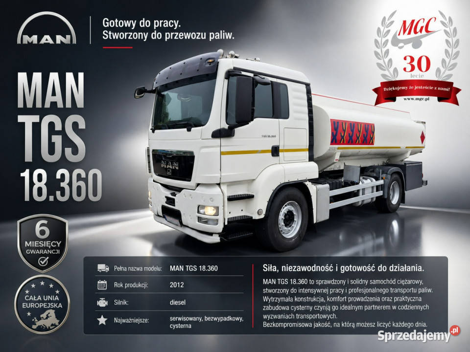 MAN TGS 18360 ADR MAN TGS 18360 CYSTERNA ADR centralny zamek Łaziska Górne