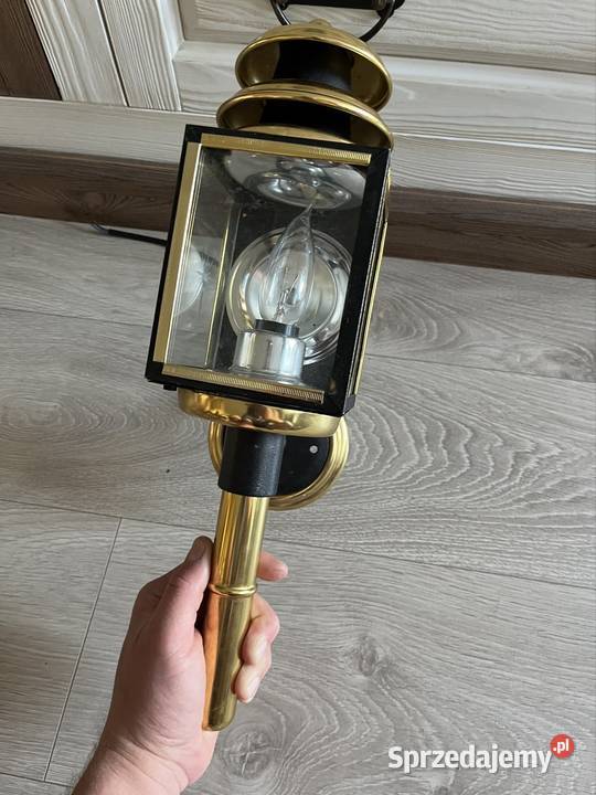 Lampa lampion mosiądz latarnia powojowa kinkiet