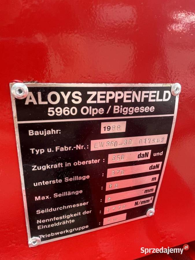 Wyciąg winda budowlana ALOYS ZEPPENFELD pełny VAT wielkopolskie Ślesin sprzedam