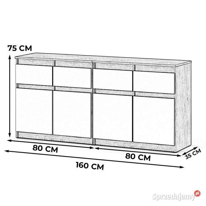 Komoda Loft Duża Szafka Nowoczesna Szara Czarny 75cm Elbląg sprzedam