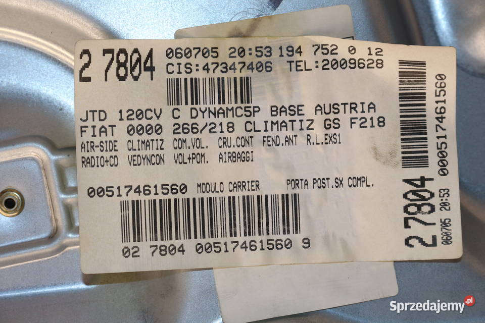 FIAT CROMA 2 PODNOŚNIK MECHANIZM OPUSZCZANIA Prochowice