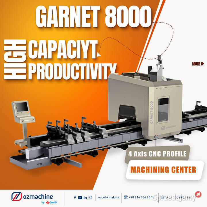 CENTRUM OBRÓBCZE CNC GARNET 4 osiowe ALU PCV Obodowo
