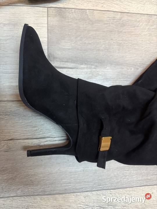 40 Czarne ekskluzywne kozaki szpilki wieczorowe