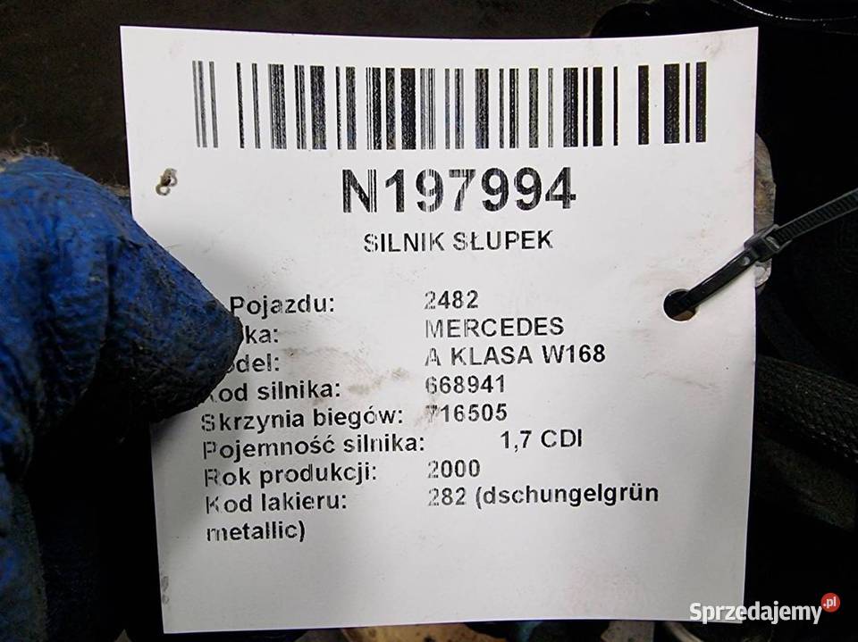 SILNIK SŁUPEK MERCEDES A KLASA W168 668941 17 Lipno sprzedam