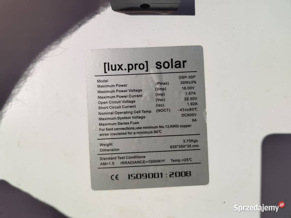 Panel słoneczny ModeL DSP30P Straszyn