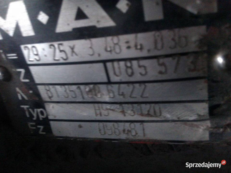 Most Wkład Zwolnica Man Mercedes HL9 13120 2925 Układ napędowy Maszewo