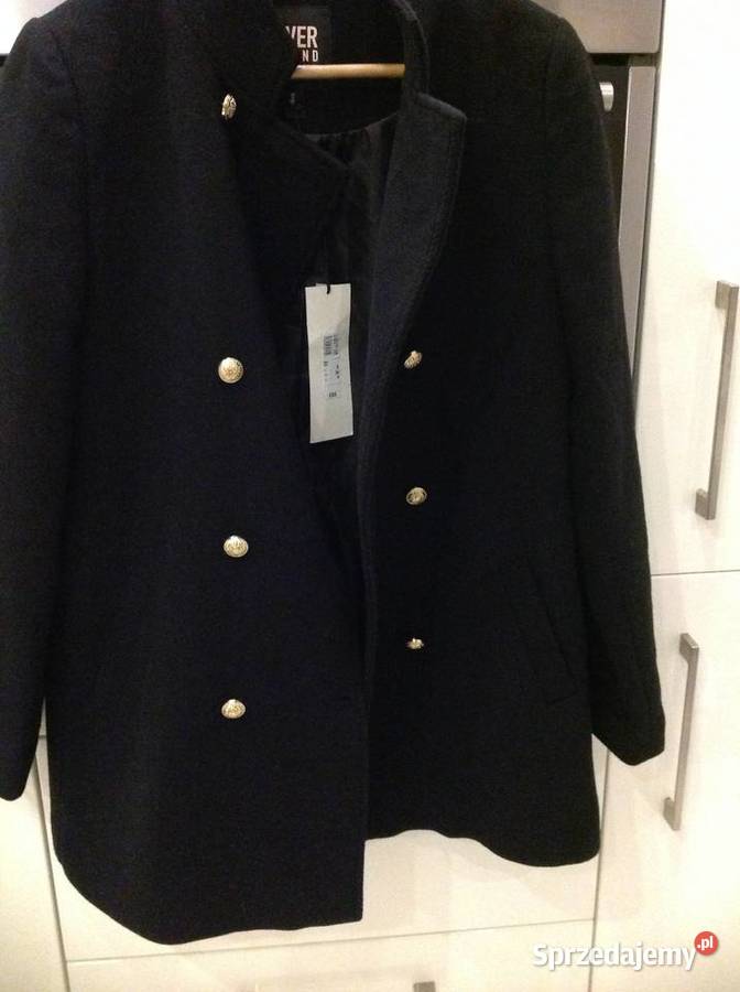 Czarny Płaszcz Damski RIVER ISLAND SM M NOWY Nowa Sól