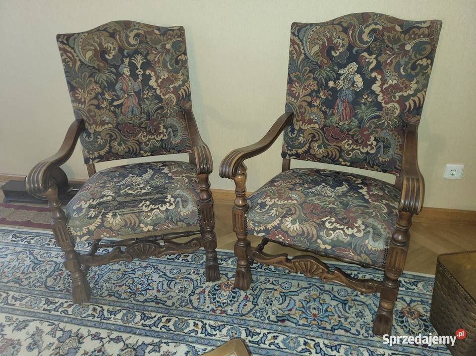 Krzesło fotel tron z podłokietnikami w stylu 60cm