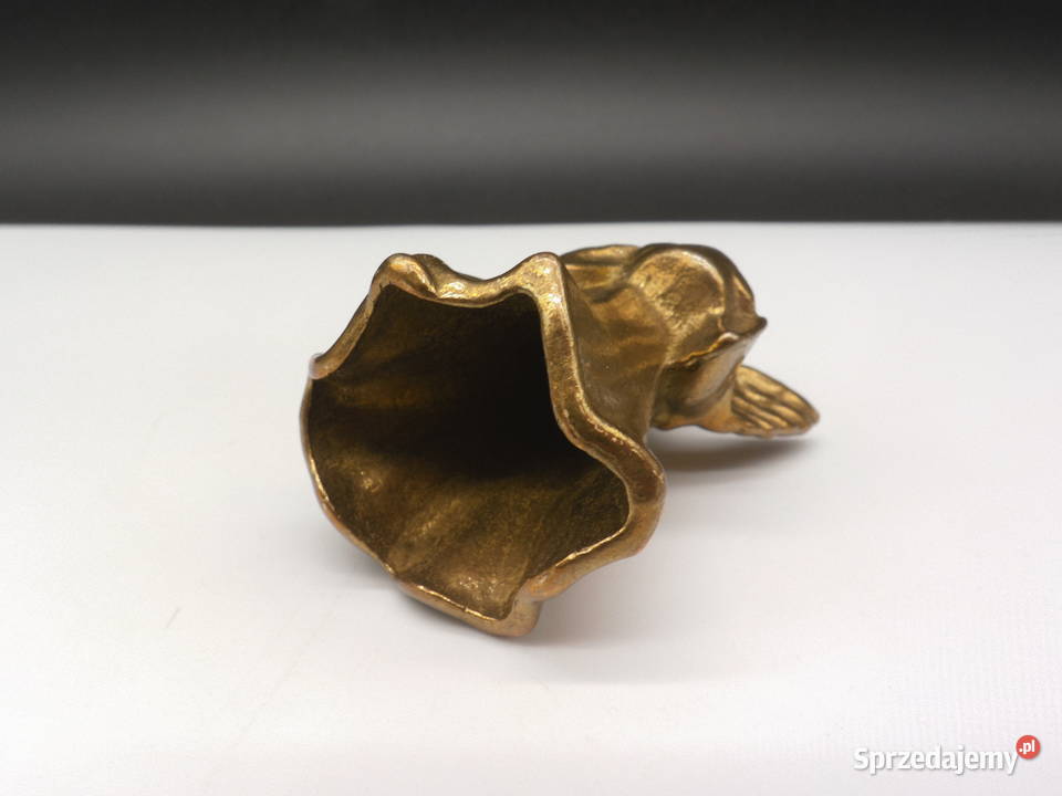 Stary Mosiężny Aniołek Figurka Świecznik Porcelana i szkło wielkopolskie