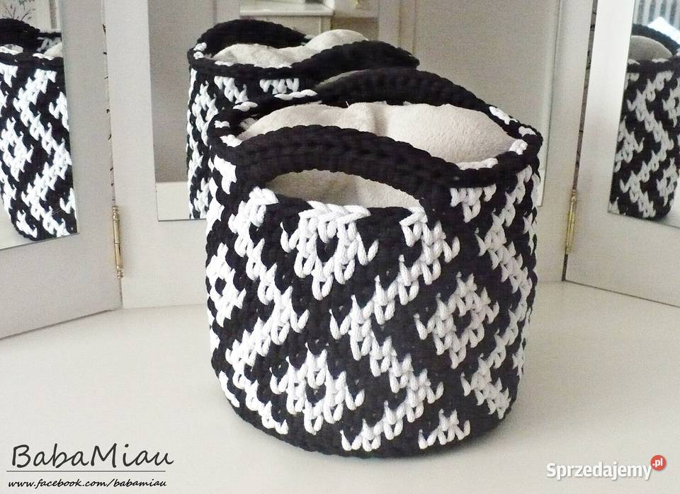 Kosz bawełniany dwukolorowy w romby na zabawki Bydgoszcz