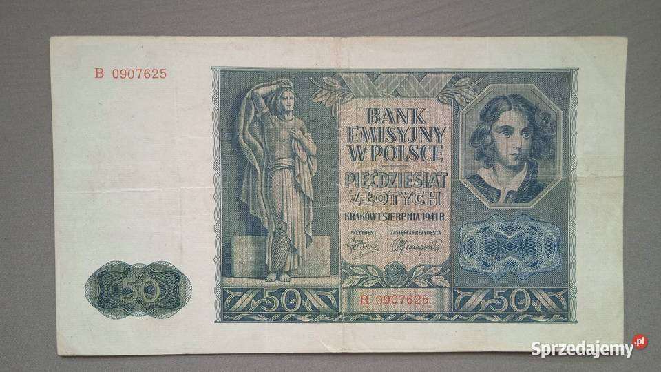 Banknot 50 1941 r seria B C Warszawa sprzedam