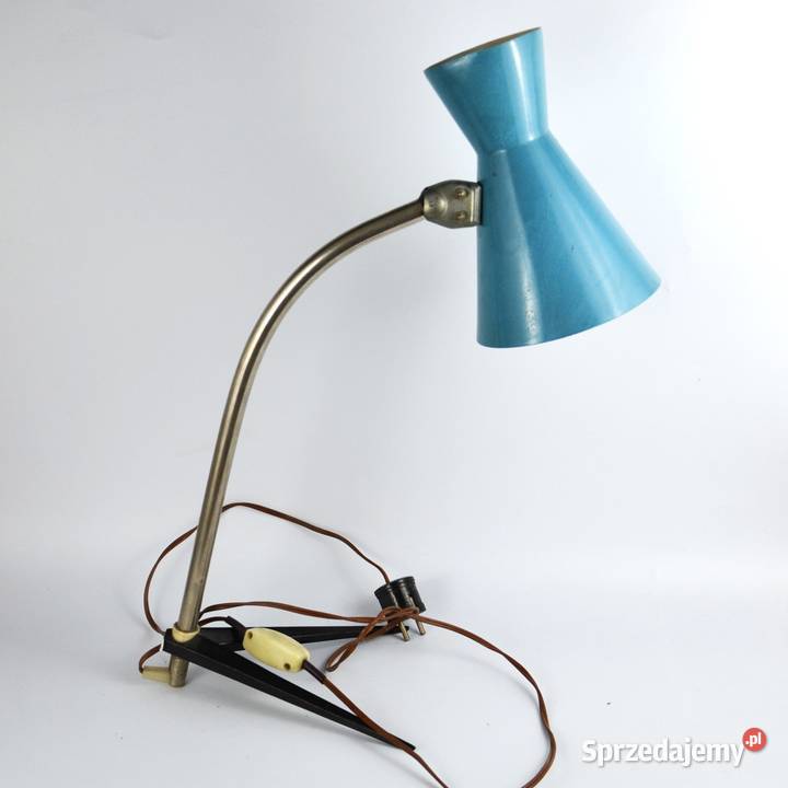 Metalowa niebieska lampa stołowa Węgry lata mazowieckie Pomiechówek