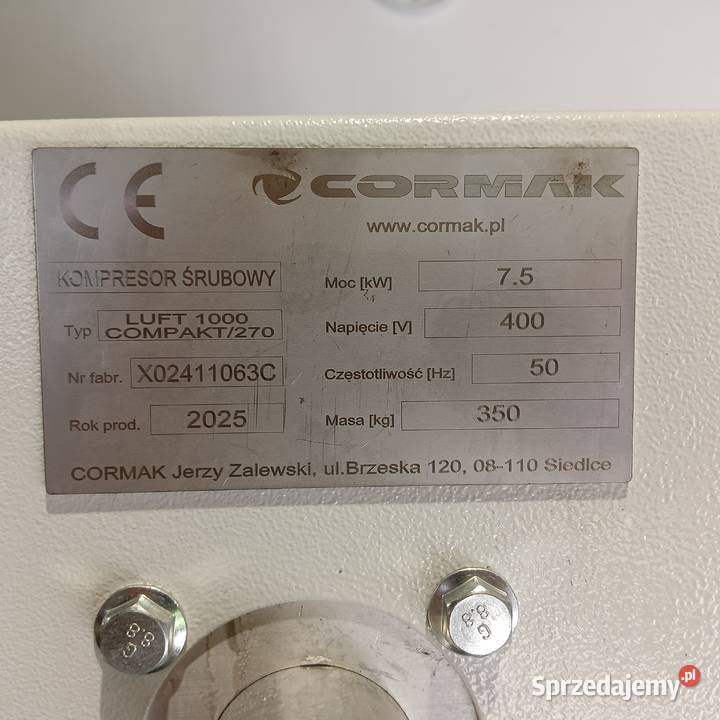 kompresor śrubowy CORMAK LUFT 1000 łódzkie Sulmierzyce