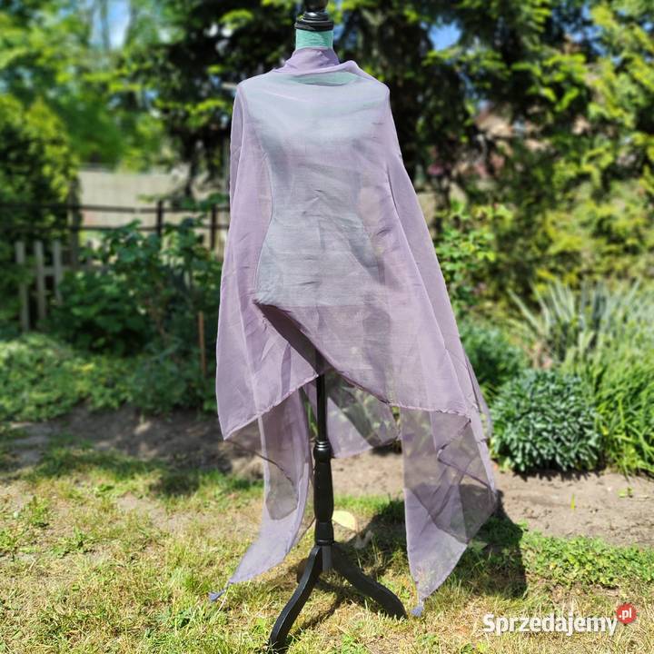 Duża ozdobna chusta szal stole szara organza Szczecin