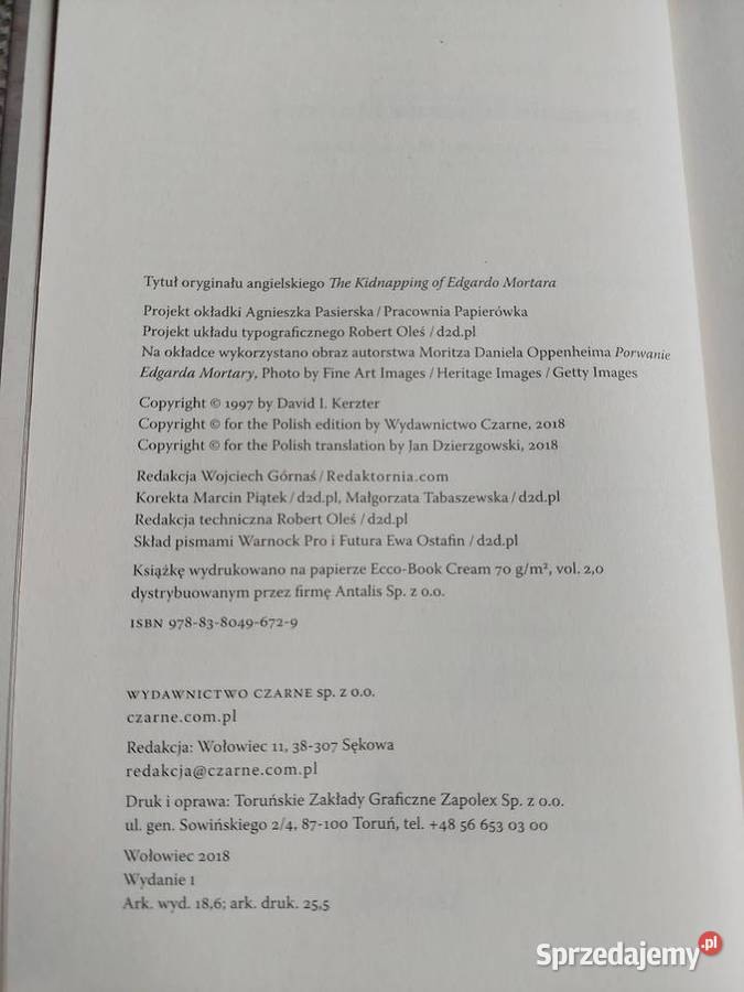 Porwanie Edgarda Mortary David I Kertzer Kraków sprzedam