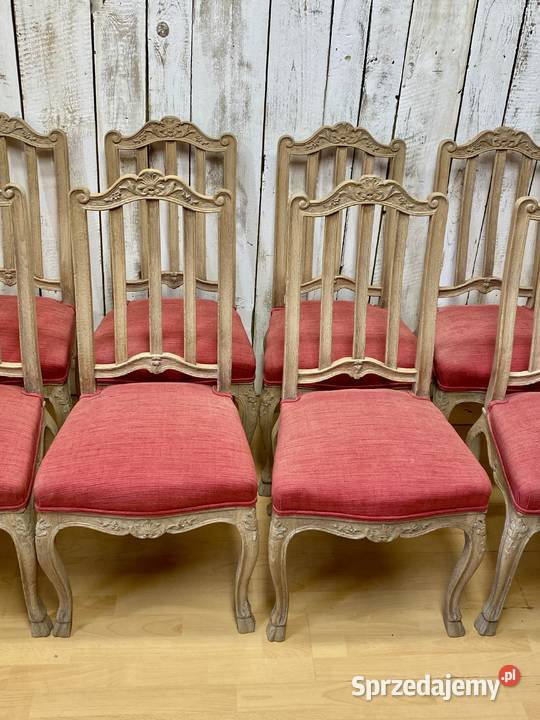 Zestaw odnowiony potężny stół dębowy 8 krzeseł 106cm Poznań