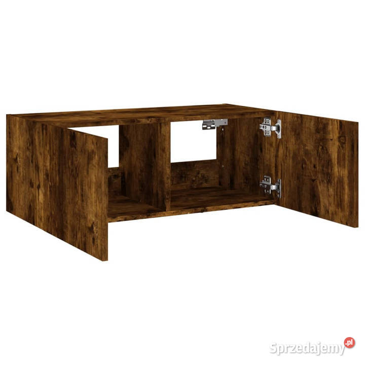 Ścienna szafka TV z LED przydymiony dąb 80x35x31