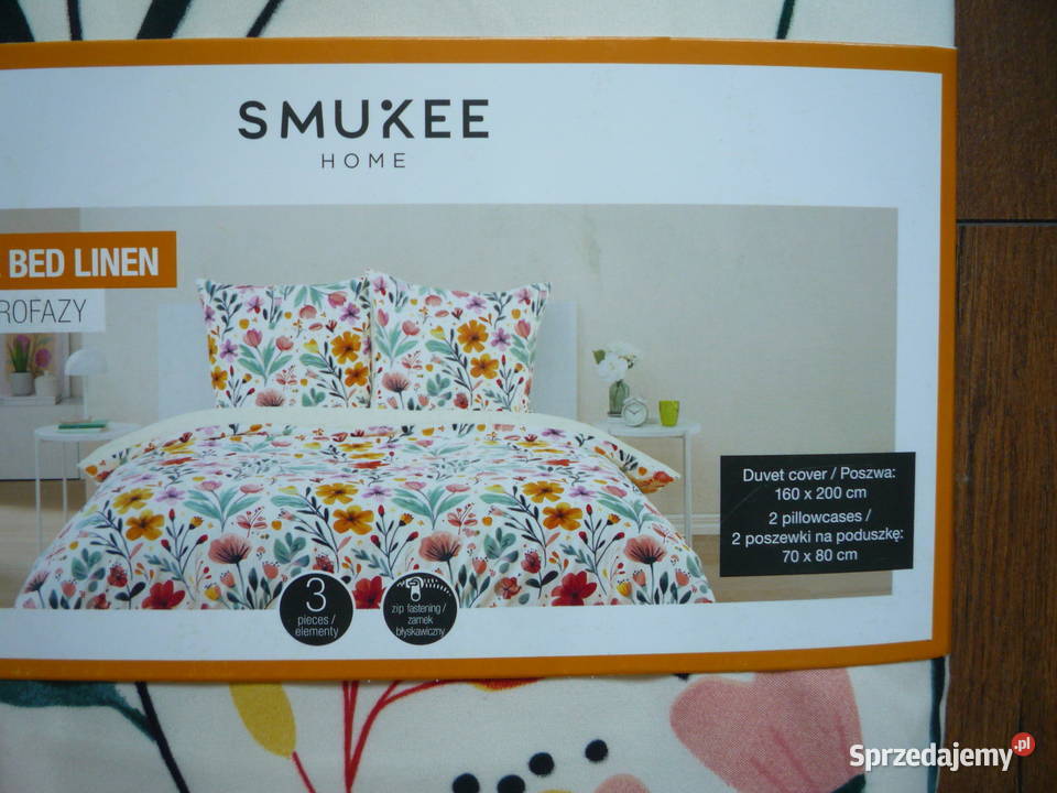 Smukee nowa pościel beżowa kolorowe kwiaty Szczecin