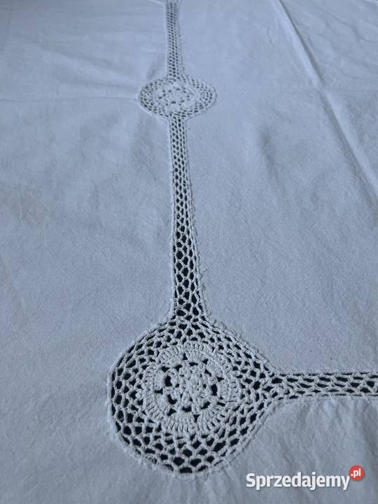 Obrus biały szydełkowy rękodzieło Zabrze