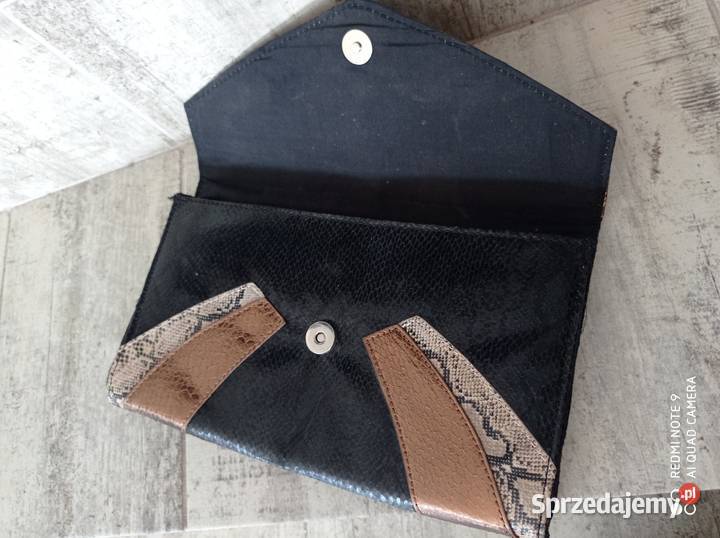 Torebka kopertówka brąz złoto czerń Lubartów