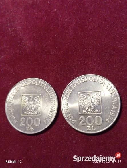 2 monety XXX lat PRL 200 mapki Srebro Warszawa