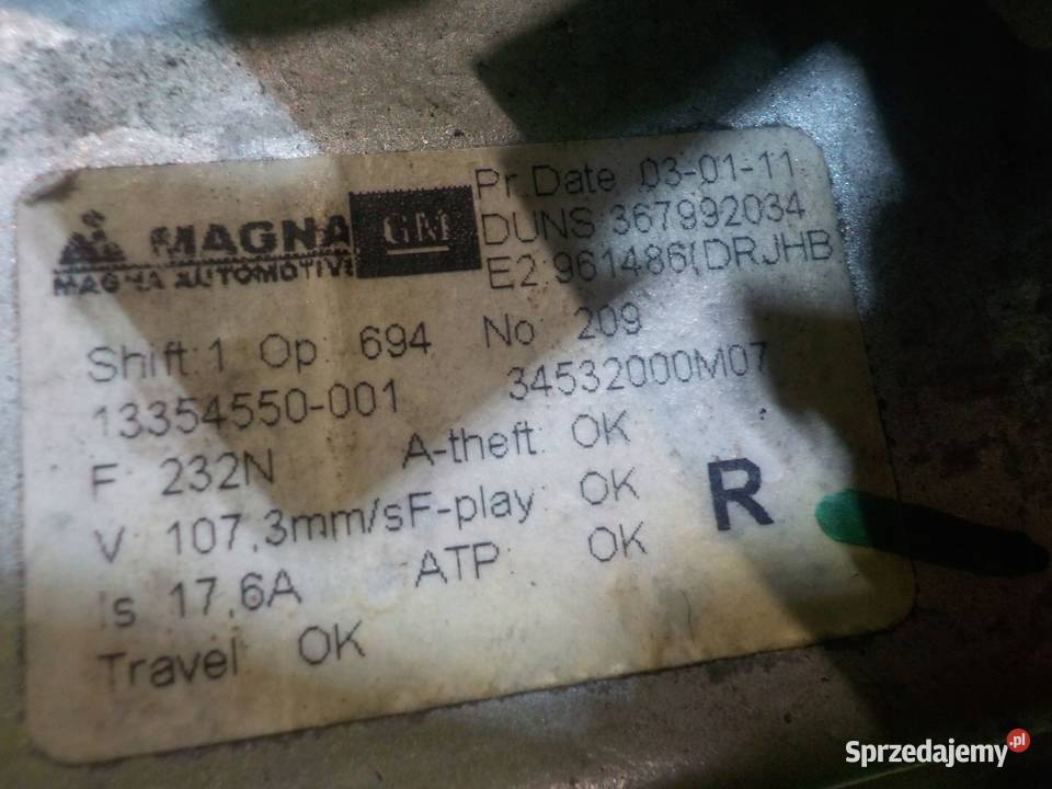 OPEL MERIVA B 11r 5D podnosnik szyby lewy tyl Suków