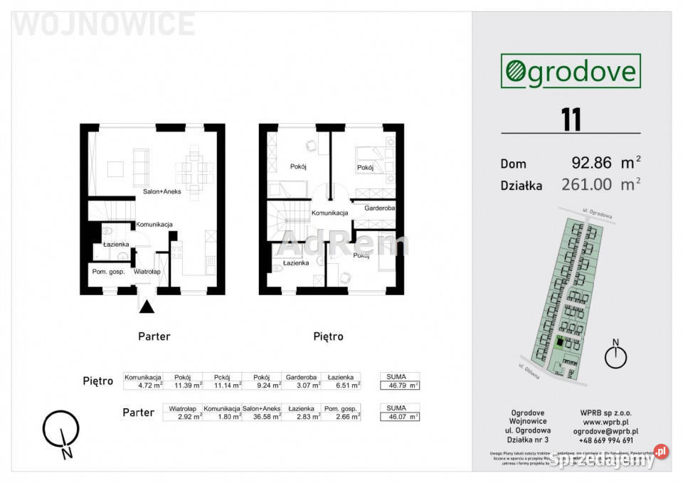 Dom wolnostojący 9286m2 Wojnowice Ogrodowa Czernica