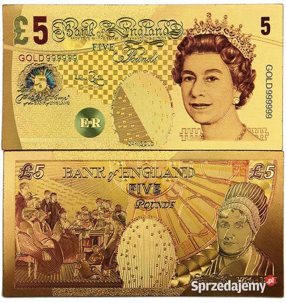 Zestaw Złotych Banknotów Funt Królowa Elżbieta Sosnowiec