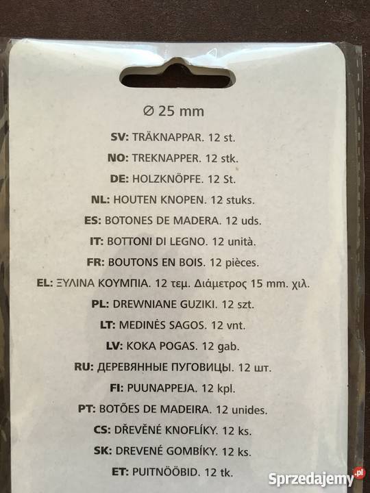 Drewniane guziki kolorowe 12 sztuk