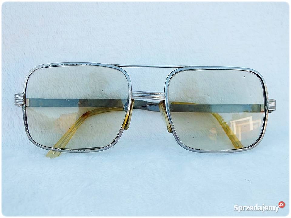 Okulary lekko przyciemnione vintage złote Okulary lubuskie Żary