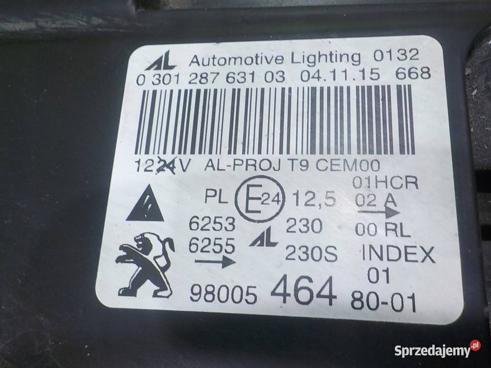 308 II GT 12 B AUT 16r HB 5D lampa lewa przod Suków sprzedam