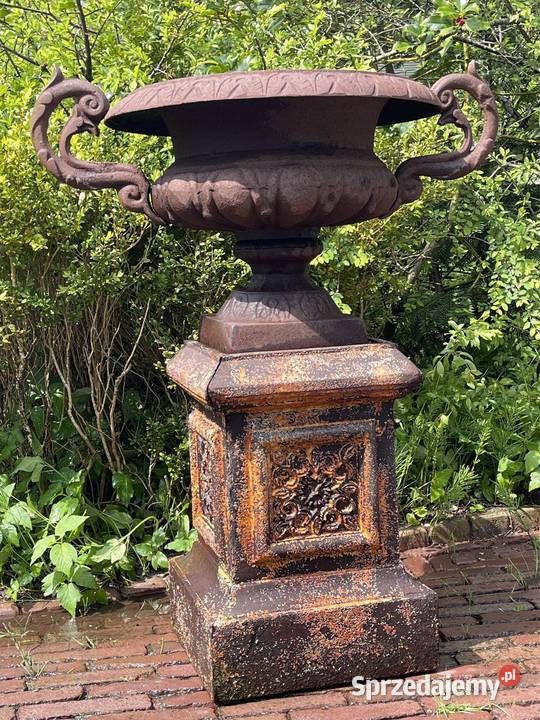 Ogromna 1 metr pałacowa donica żeliwna 60