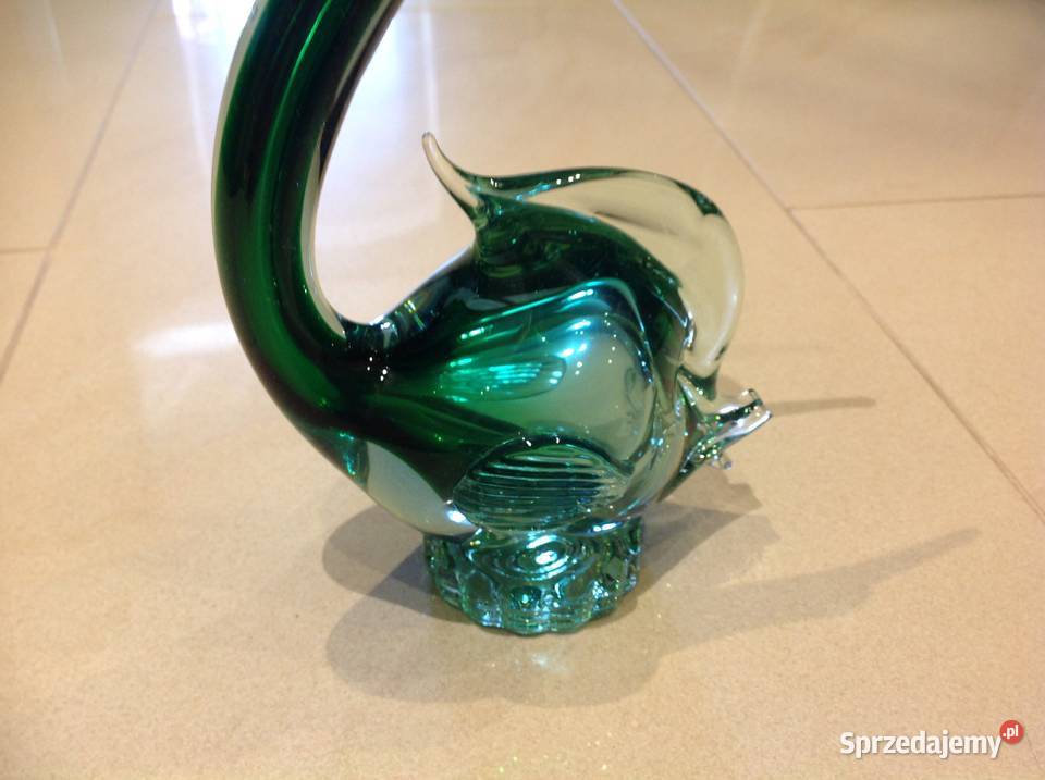 Stara Szklana Ryba Zielone Szkło Dekoracja Nowa Sól