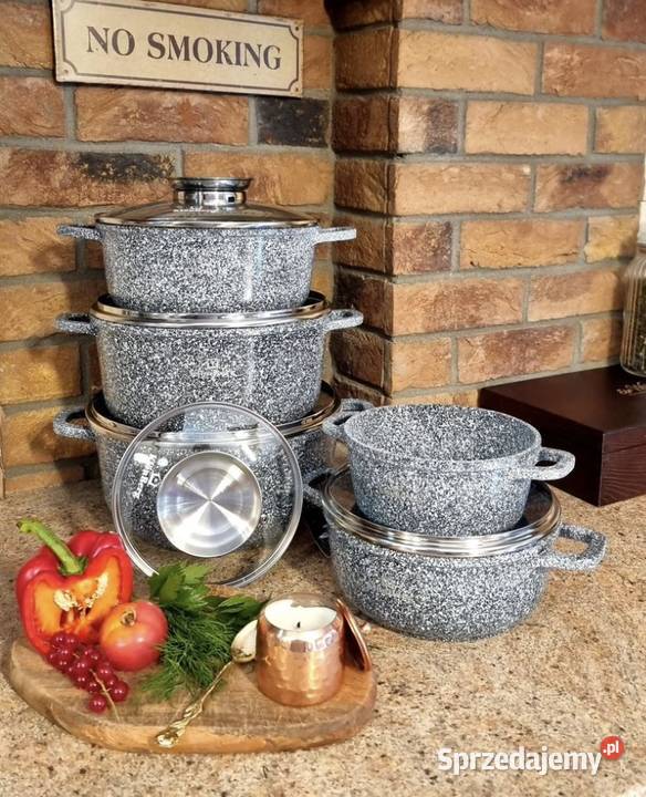 249 Garnki marmurkowe szare czarno KLONBERG Zabrze