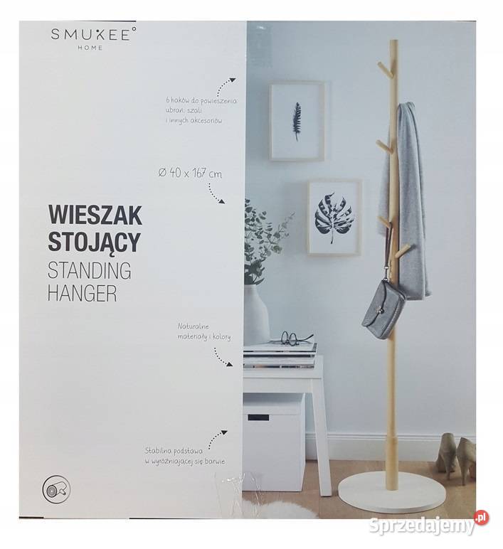 Smukee WIESZAK STOJĄCY drewniany na odzież wys sprzedam