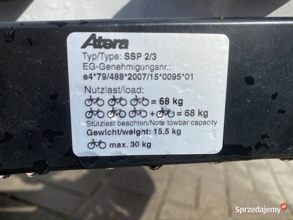 Bagażnik na trzy rowery elektryczne Atera na hak podkarpackie