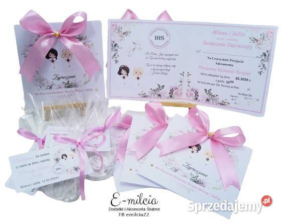 Zaproszenia z okazji I Komunii Św Aniołki Zielona Góra