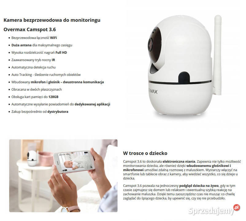 NIANIA ELEKTRONICZNA KAMERA WiFi OBROTOWA FullHD sprzedam