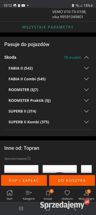 Przełacznik szybypodnośnik skodavolkswagen Tarnów