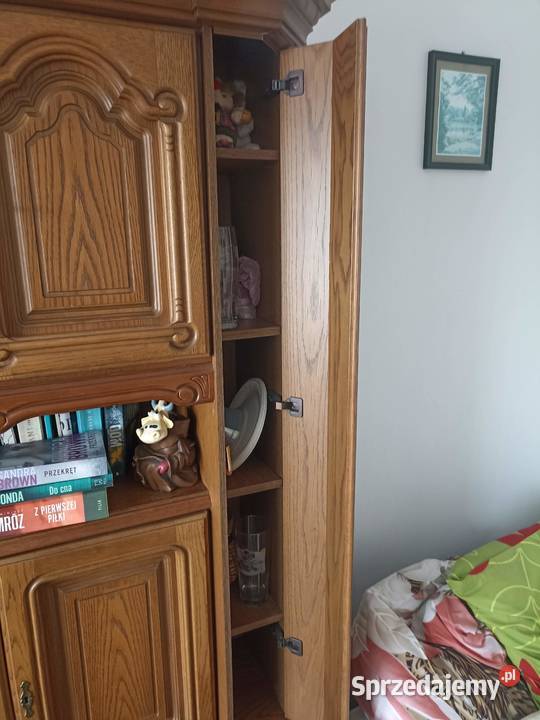 Meble salon dąb dębowe rzeźbione witryna szkło Szafy, regały, półki Piekary Śląskie