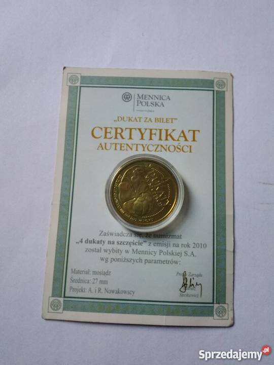 4 dukaty na szczęście Polska 2010 w kapslu z Warszawa