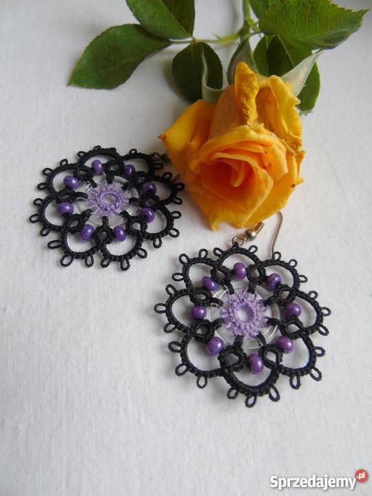 Kolczyki Frywolitkowe Kolczyki małopolskie Wiśniowa
