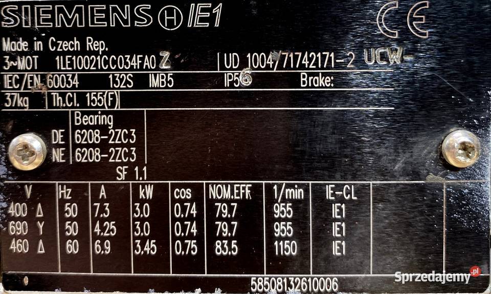 silnik elektryczny 3kW 955obr 3fazowy SIEMENS kujawsko-pomorskie sprzedam
