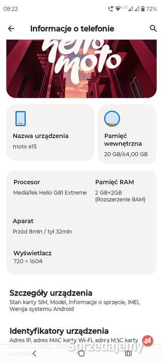 Sprzedam Motorola Moto E15