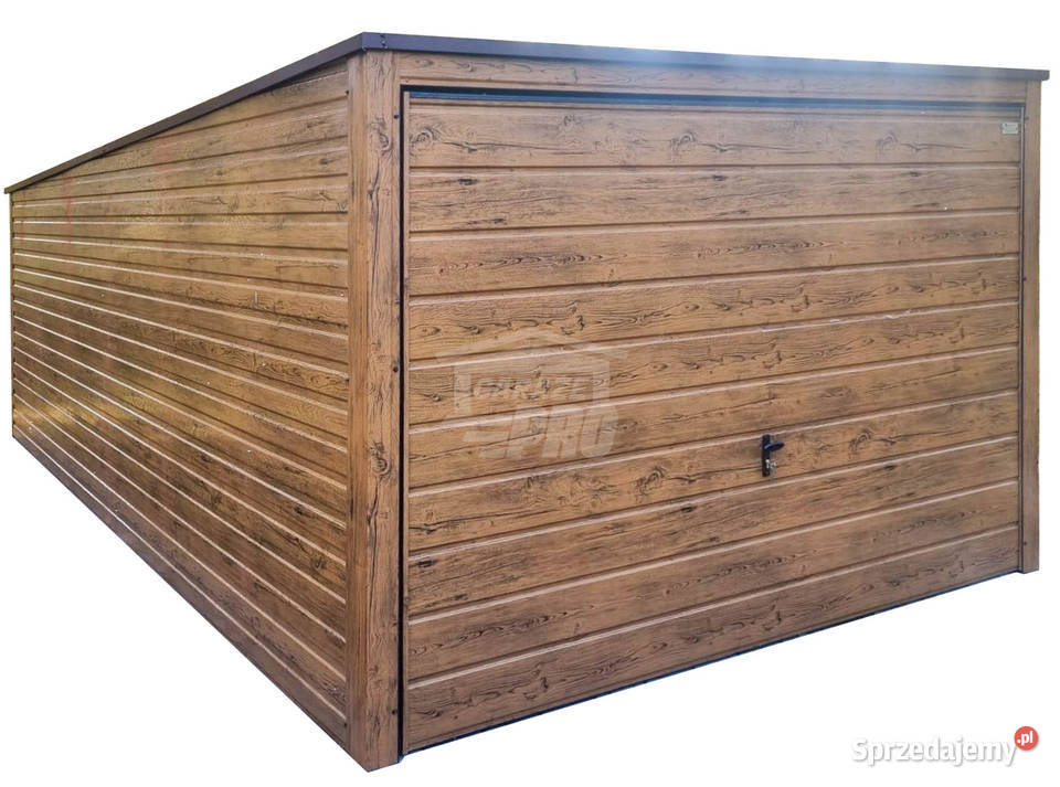 Garaż blaszany 3x6m brama jasny orzech Opole